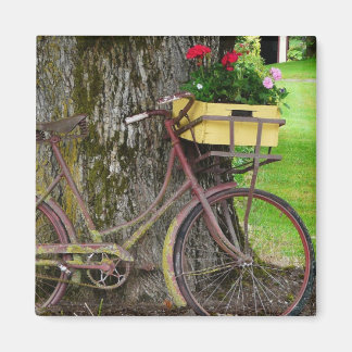 Aimant Vélo ancien ancien avec panier à fleurs