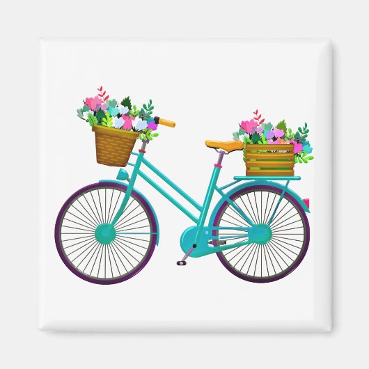 Aimant Vélo Animé avec panier à fleurs (Devant)