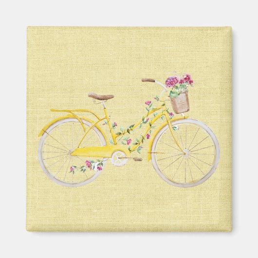 Aimant Vélo jaune aquarelle (Devant)