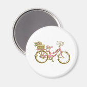 Aimant Vélo mignon avec tulipes (Recto/Verso)