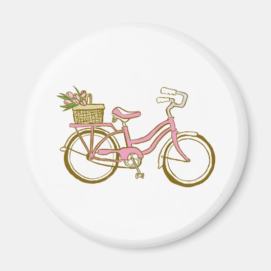 Aimant Vélo mignon avec tulipes (Devant)