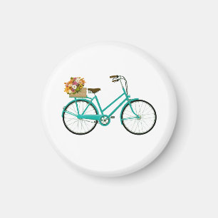 Aimant Vélo vintage avec Fleurs Retro Art