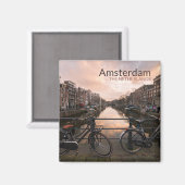 Aimant Vélos au coucher du soleil à Amsterdam (Recto/Verso)