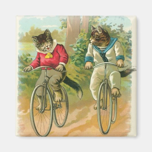 Aimant Vélos d'équitation chats (Devant)