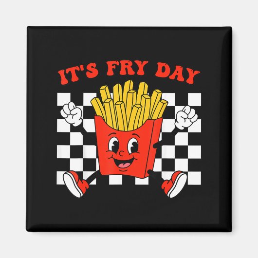 Aimant Vendredi de frites drôles snack frites fast-food (Devant)