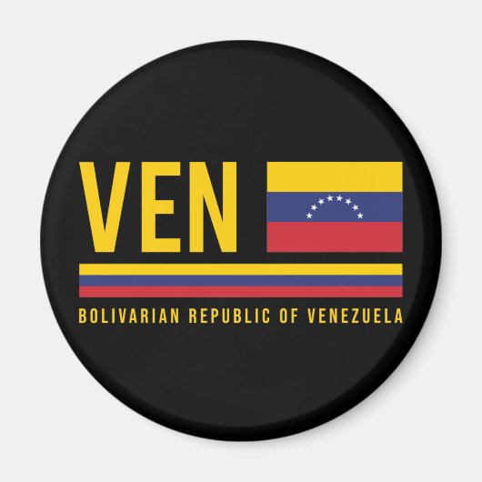 Aimant Venezuela Drapeau et code ISO Alpha 3 Design (Devant)