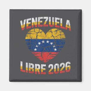 Aimant Venezuela Libre 2026 Drapeau du cœur du Venezuela