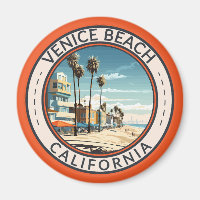 Venice Beach California Bowwalk Travel Art Retro