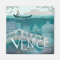 venice Italy Gondola travel vacation retro post