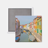 Aimant Venise, canal de l'île de Burano, petites maisons  (Recto/Verso)