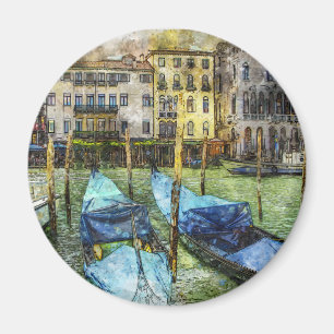 Aimant Venise colorée Italie Scène de peinture de gondole