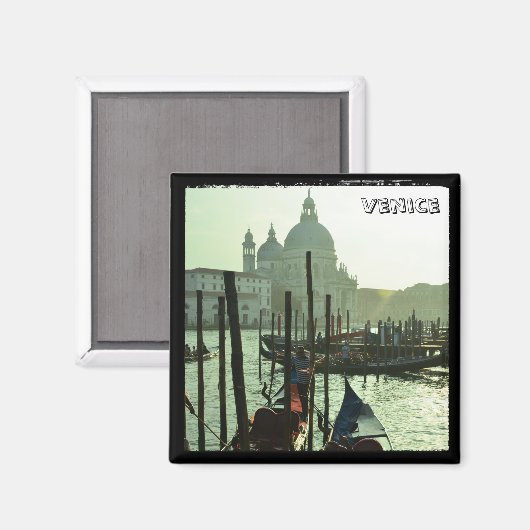 Aimant Venise - Gondolas, Architecture (Frigo Magnet) (Recto/Verso)