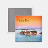 Aimant Venise, Italie Coucher de soleil orange Belle vue (Recto/Verso)
