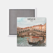 Aimant Venise Italie Gondola Ville Vue Canal (Recto/Verso)