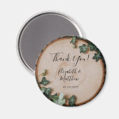 Aimant Verdure rustique & Mariage en coupe bois Merci (Recto/Verso)