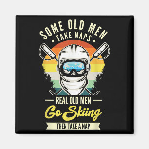 Aimant Véritable Vieux Hommes Aller Skier Drôle Amateurs