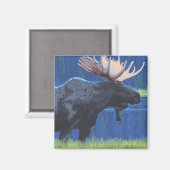 Aimant VermontMoose au clair de lune (Recto/Verso)