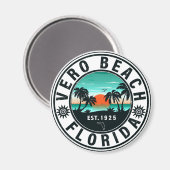 Aimant Vero Beach Floride Palm Tree Retro Sunset Souvenir (Recto/Verso)