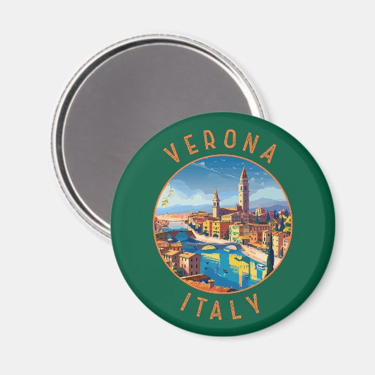 Aimant Vérone Italie Retro Cercle désorganisé (Recto/Verso)