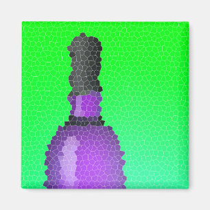 Aimant verre à vin et bouteille : vitrail