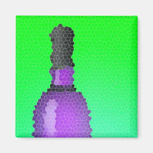 Aimant verre à vin et bouteille : vitrail (Devant)