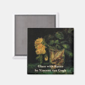 Aimant Verre avec Roses par Vincent van Gogh (Recto/Verso)