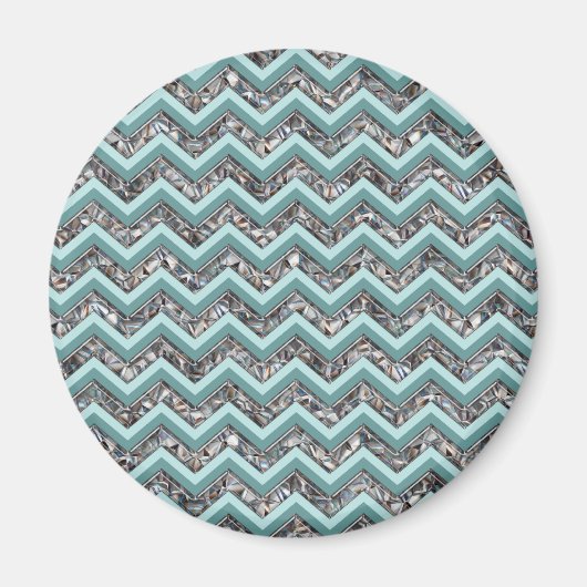 Aimant Verre coupé foncé et Zigzag Turquoise (Devant)