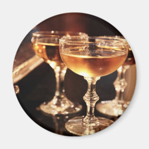 Aimant verre de champagne toast doré