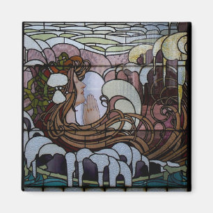 Aimant Verre Jardin Art Nouveau Mer Scène