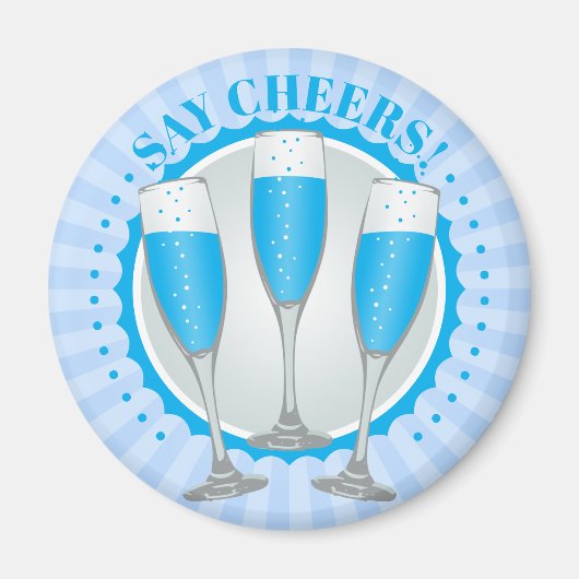 Aimant Verres à Champagne Bleu Mimosa (Devant)