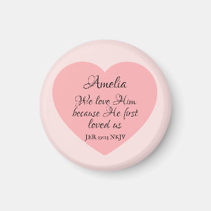 Aimant Verset de la Bible Dieu t'aime Cœur rouge rosé Sim