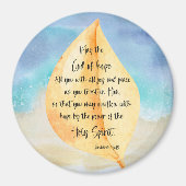 Aimant verset de la Bible Romans Jaune Bleu (Devant)