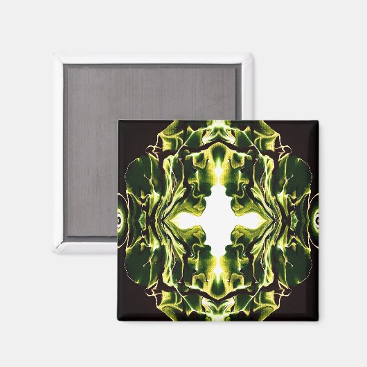 Aimant Vert Abstrait Art Fluide Acrylique (Recto/Verso)