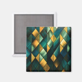 Aimant Vert Abstrait doré géométrique (Recto/Verso)