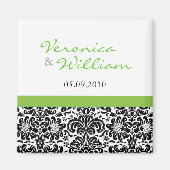 Aimant Vert Accent Damask Enregistrer l'aimant Date (Devant)