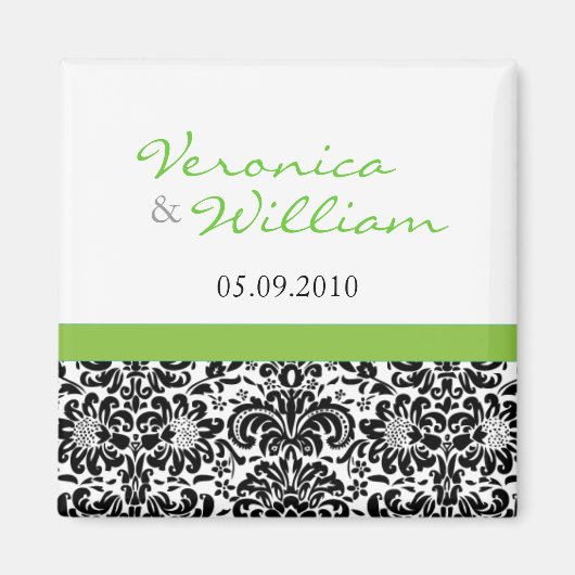 Aimant Vert Accent Damask Enregistrer l'aimant Date (Devant)