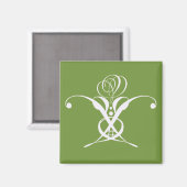 Aimant Vert Art Déco Blanc Rose (Recto/Verso)