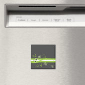 Aimant Vert * Blanc Whimsy sur Noir (In Situ (Lave-vaisselle))
