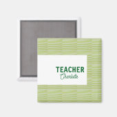Aimant Vert citron blanc rayures professeur nom (Recto/Verso)