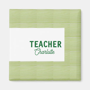 Aimant Vert citron blanc rayures professeur nom
