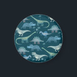 Aimant Vert dinosaure<br><div class="desc">Beaucoup de petits dinosaures sur un arrière - plan vert profond. Parfait pour les paléontologues. Art original de Nic Squirrell.</div>