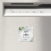 Aimant Vert Elégant Mariage Aquarelle Floral Minimal (In Situ (Lave-vaisselle))