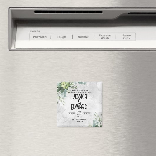 Aimant Vert Elégant Mariage Aquarelle Floral Minimal (In Situ (Lave-vaisselle))