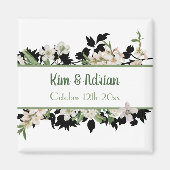 Aimant Vert et blanc floral (Devant)