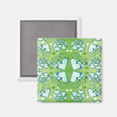 Aimant Vert et blanc Whimsical Romantique Coeurs motif (Recto/Verso)