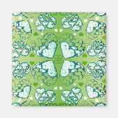 Aimant Vert et blanc Whimsical Romantique Coeurs motif (Devant)