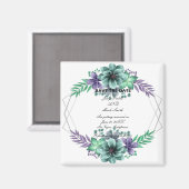 Aimant Vert Et Violet Aquarelle Floral Enregistrer La Dat (Recto/Verso)