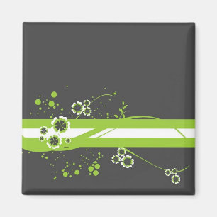 Aimant Vert * fantaisie blanc sur le noir