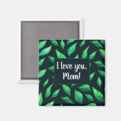 Aimant Vert Feuille foncé Botanique Amour Maman (Recto/Verso)