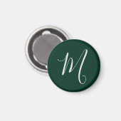 Aimant Vert foncé uni élégant moderne monogramme propre n (Recto/Verso)